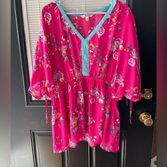 Pioneer Woman pink floral blouse like new XXL - Picture 1 of 5